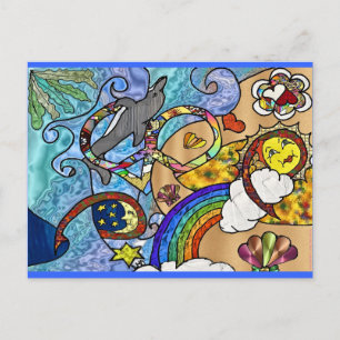 Retro 60s Psychedelische Strandkleding Cadeaus Briefkaart