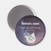 Retro 60s space galaxy graduation magneet (Voorkant / Achterkant)