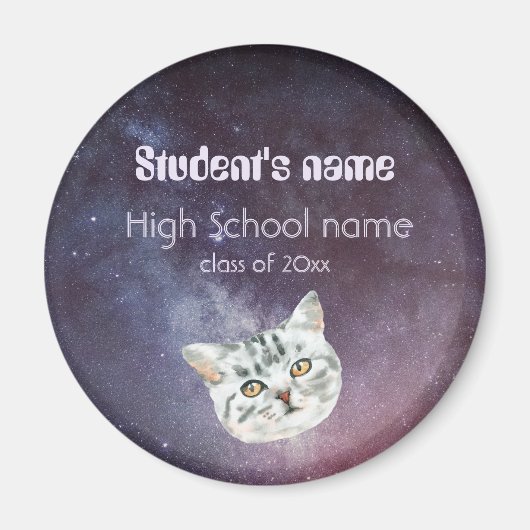 Retro 60s space galaxy graduation magneet (Voorkant)