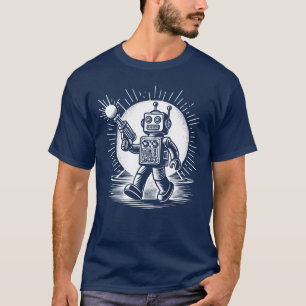 Retro 60's Speelgoed Robot met Raygun T-shirt