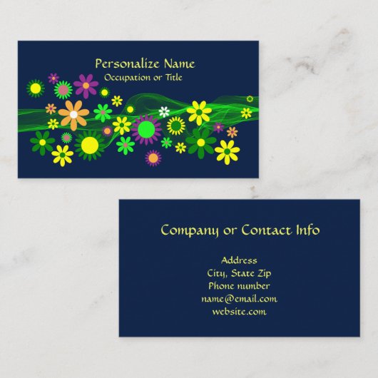 Retro 60s ventilatorkracht Midnight Blue Trendy Visitekaartje (Voorkant / Achterkant)