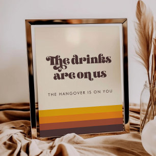 Retro 60s Vintage Wedding Open Bar teken Poster