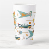 Retro 60s Voyage en voiture à la plage Latte Mug (Devant)