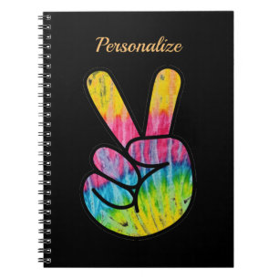 Retro 60s Vredesteken Hippie Kleurrijk Persoonlijk Notitieboek