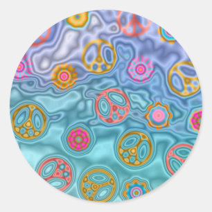 Retro 60s Vredige Oceaan Golven Kleding Cadeaus Ronde Sticker