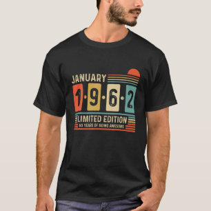 Retro 60th Birthday geboren januari 1962 60 Y T-shirt