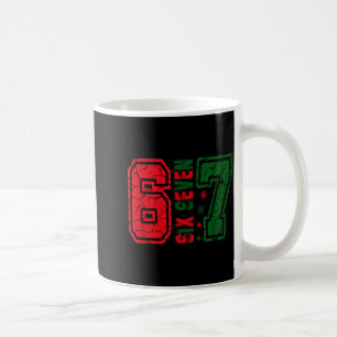 Retro 67 Grappige Zes Zeven Meme 6 7 Nummer Kerstm Koffiemok