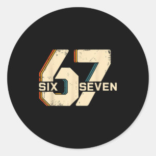 Retro 67 Zes Zeven 6 7 Nummer Vintage 67 Meme Mann Ronde Sticker