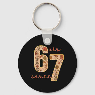 Retro 67 Zes Zeven Boho Bloemig Retro Maan Bloemen Sleutelhanger