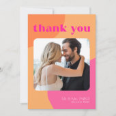 Retro 6 photos orange rose mariage carte de remerc (Devant)