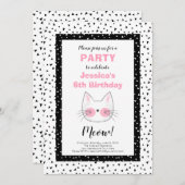 Retro 6th Birthday party voor een meisje dat van k Aankondiging (Voorkant / Achterkant)