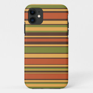 Retro 70 s Stripes Brown Avocado Mustard iPhone 11 Hoesje