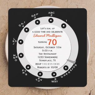 Retro 70e anniversaire Invitation fête Rotary Dial