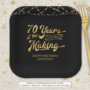 Retro 70e verjaardag 70 jaar in de schijnwerpers papieren bordje