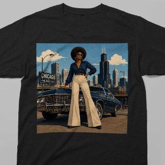 Retro 70er jaren Chicago Soul Zwarte Vrouw Retro S T-shirt