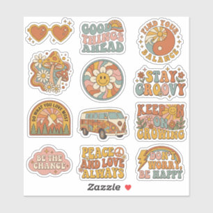 Retro 70er jaren Groovy Boho stickers Stickerpakke
