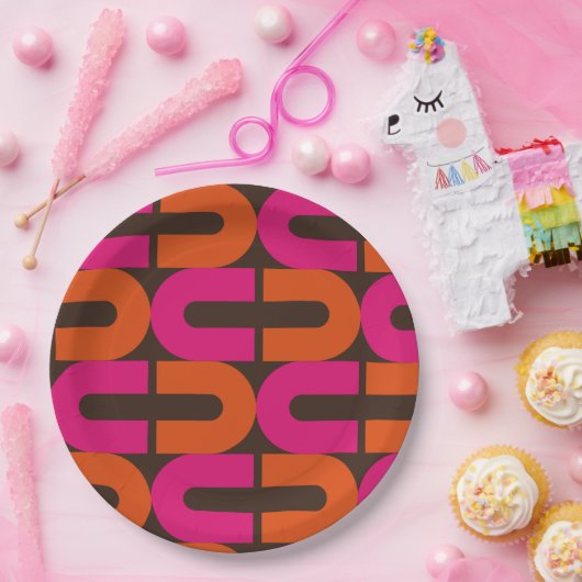 retro 70s 60s bloemenvormig papier pap papieren bordje (Feest)