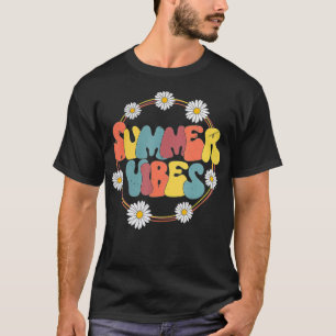 Retro 70s 80s Funny Summer Vibes Floral zomer T-shirt
