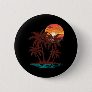 Retro 70s 80s Strand Zonsondergang Palmboom Zomer  Ronde Button 5,7 Cm