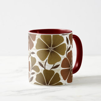 Retro 70s Aards Bloem Warm Herfst Twee-Tons Mok