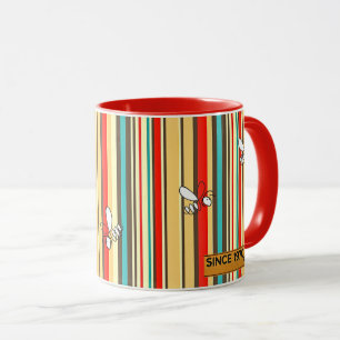 Retro 70s Bee Stripes Coffee Mok