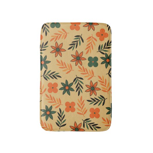 Retro  70s Bloemblaadjes Patroon Badmat (Voorkant Verticaal)