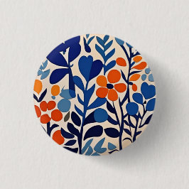 retro 70's bloemen ronde button 3,2 cm