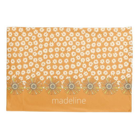 Retro 70s Bloemen Sinaasappel Kussensloop (Achterkant)