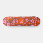 Retro 70s bloemmotief gepersonaliseerd skateboard (Horizontaal)