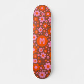 Retro 70s bloemmotief gepersonaliseerd skateboard (Voorkant)