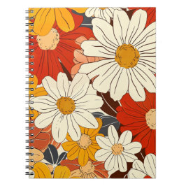 Retro 70s Bloemmotief Madeliefjes Vintage Notitieboek