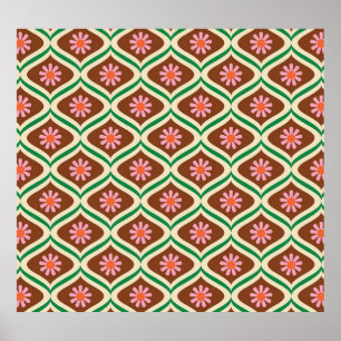 Retro 70s: bloemmotief poster