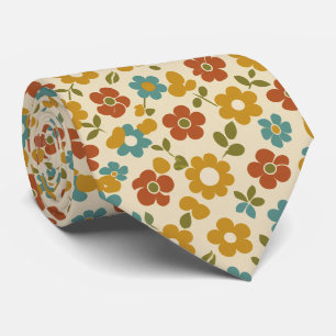 Retro 70s bloempatroon stropdas