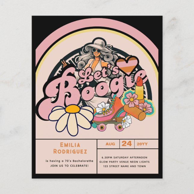 Retro 70s Boogie Disco Dansen Bruids Bruidsmeisjes (Voorkant)