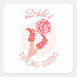 Retro 70's Bride's Dancing Queens Bachelorette Vierkante Sticker