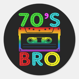 Retro 70's Bro voor Halloween Family Matchi Ronde Sticker