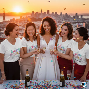 Retro 70s Bruids-squad Bruidsmeisje Naam Hen-party T-shirt
