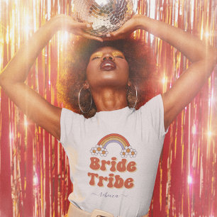 Retro 70s Bruidsstam Bruidsmeisje Naam Bachelorett T-shirt