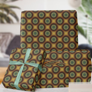 Retro 70s bruine cirkel patroon cadeaupapier