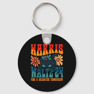 Retro 70s Cat Lady Harris Wheimer 2024 voor een Br Sleutelhanger