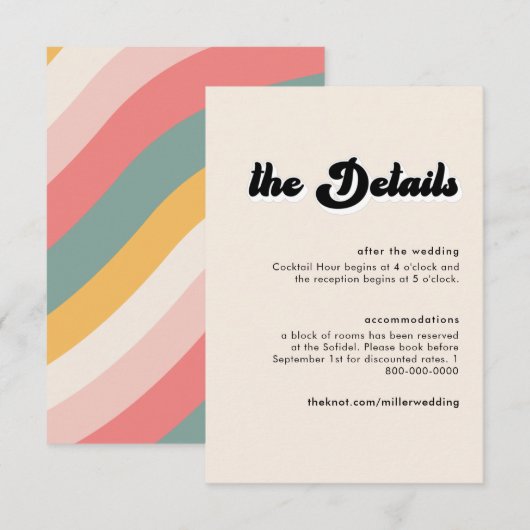 Retro 70s Colour Waves — Kaart met details (Voorkant / Achterkant)