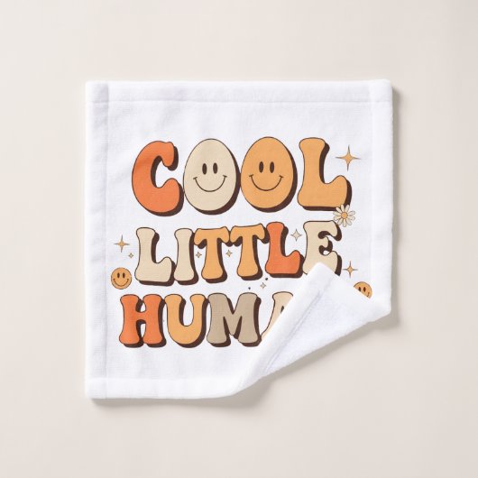 Retro 70s "Cool Little Human" Smiling Face Groovy (Gant de toilette)