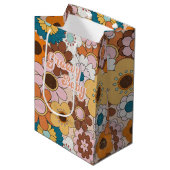 Retro 70s Daisy Groovy Baby Floral 60s Medium Cadeauzakje (Voorkant Gekanteld)