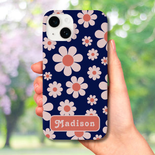 Retro  70s Daisy Pattern Groovy Naam toevoegen Case-Mate iPhone 14 Hoesje