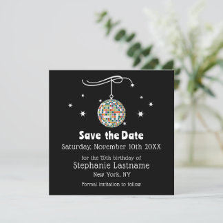 Retro 70s Disco 70ste verpartij op zwart Save The Date