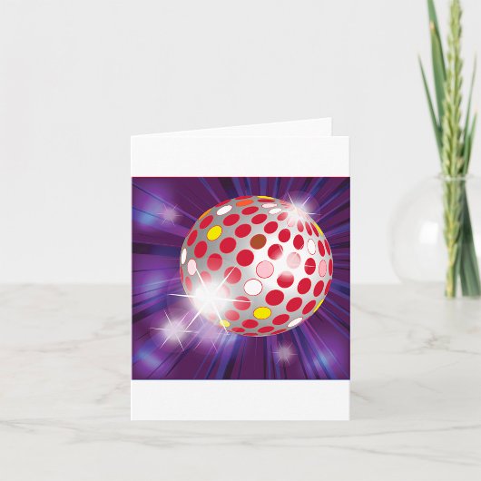 Retro 70s Disco Bal Felrood Kaart