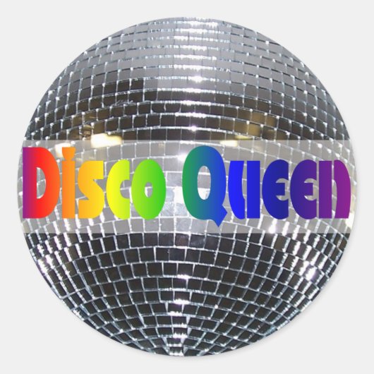 Retro 70s Disco Ball | Dancing Disco Queen Ronde Sticker (Voorkant)