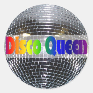Retro 70s Disco Ball   Dancing Disco Queen Ronde Sticker