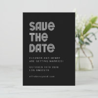 Retro 70s Disco Font Unique Black White Wedding