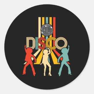 Retro 70s Disco Gifts  Dancing Disco Ball Ronde Sticker
